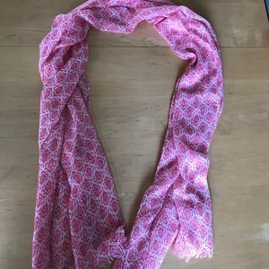 Pink and White Patterned Spring Scarf